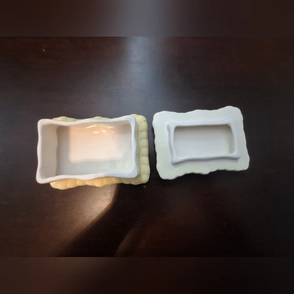 Antique Yellow Porcelain Trinket Dish